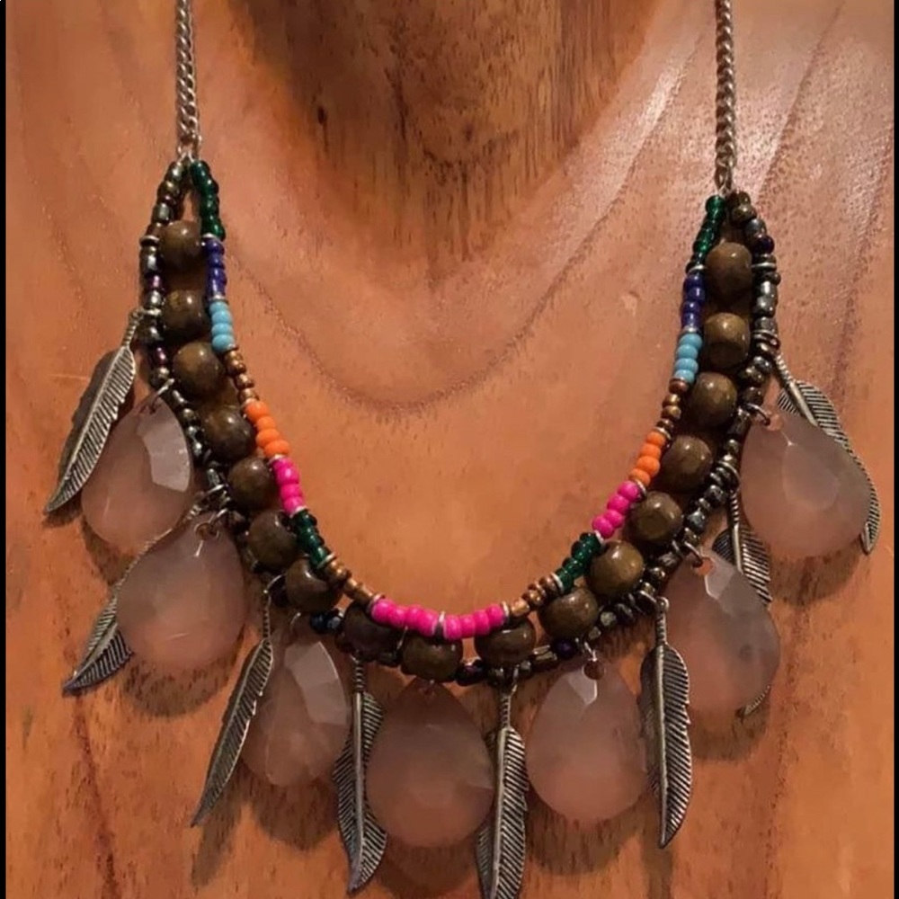 Boho silvertone necklace